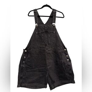 Old Navy Black Denim Shortall Overalls Womens XL Retro Y2K Style Gorpcore